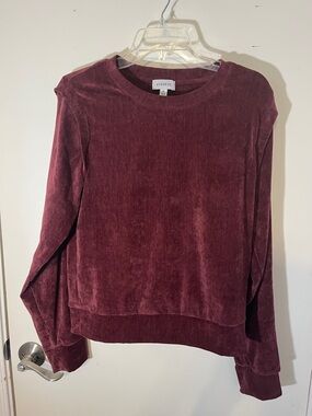 Evereve, burgundy, lightweight, velour sweatshirt, size medium